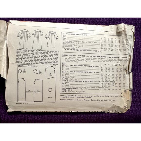 Simplicity sewing pattern 2646 Nightgown size 18 - Picture 2 of 6